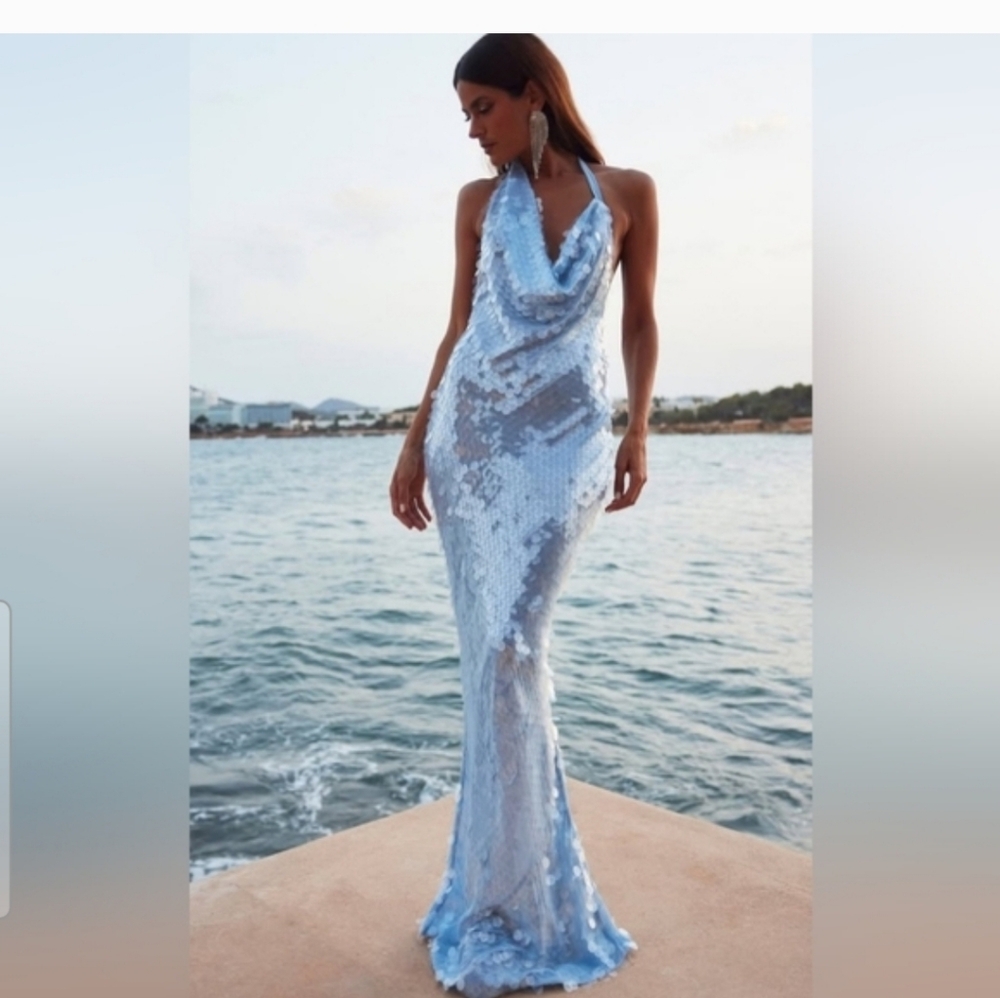 Rat & Boa Light Blue Sequin Maxi Dress - Picture 4 of 13
